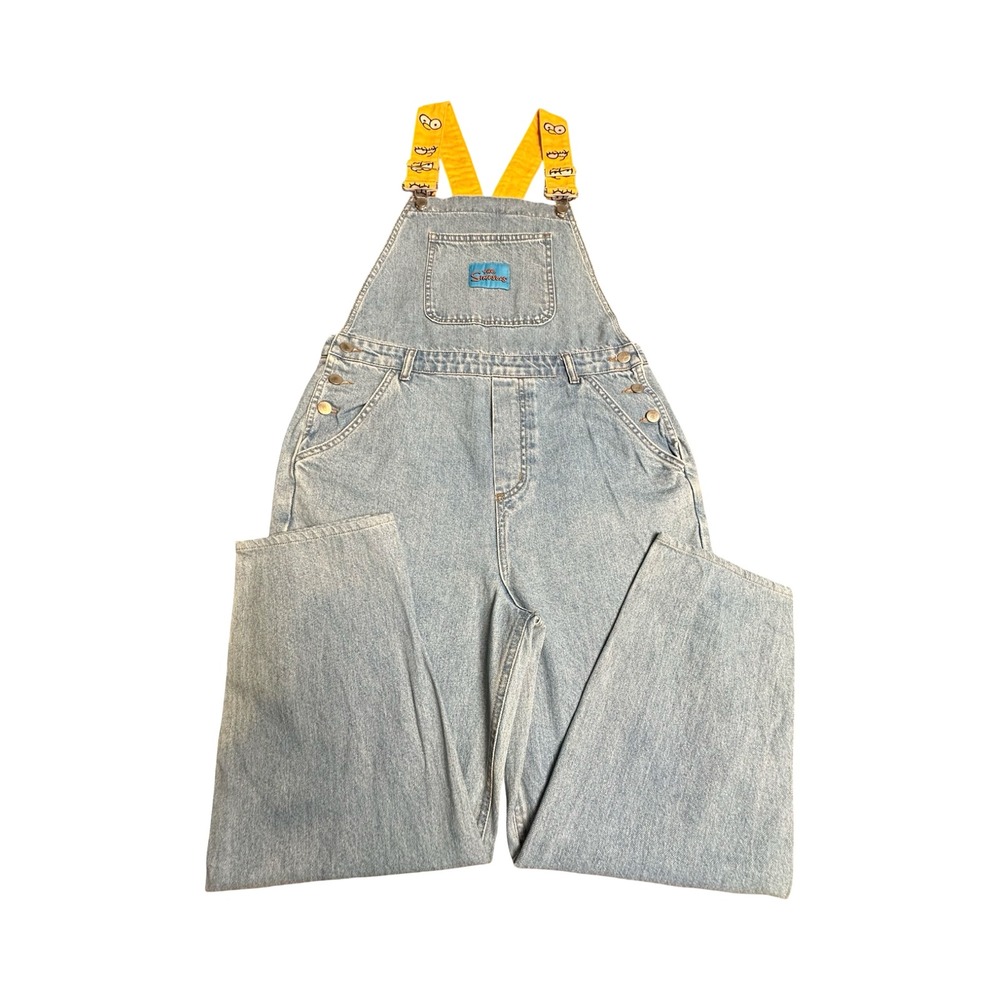 ASOS The Simpsons Overalls Womens 6 Light Wash Denim Graphic Straps Streetwear